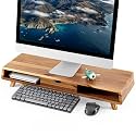 Tinamo Acacia Monitor Stand with Drawer, Multi-Purpose Storage (Patented)