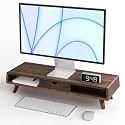 Tinamo Wood Monitor Stand with Drawer & Storage, Walnut Color (Patented)