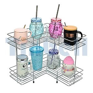 stainless steel kitchen shelf 2 shelf l-shape rack