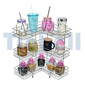 stainless steel kitchen shelf 3 shelf l-shape rack