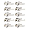 Tinewa 10 Pack Brushed Nickel Passage Door Levers Interior Door Handles, Heavy Duty Closet Hallway Door Handle Sets