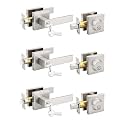 Tinewa 3 Pack Brushed Nickel Keyed Alike Front/Exterior Door Levers with Single Cylinder Deadbolt, Square Entry Door Knob Lock Sets with Deadbolt Combination Sets, for Entrance/Front and Office Doors