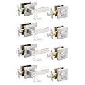 Tinewa 4 Pack Brushed Nickel Keyed Alike Front/Exterior Door Levers with Single Cylinder Deadbolt, Square Entry Door Knob Lock Set with Deadbolt Combination Sets, for Entrance/Front and Office Doors