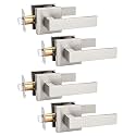Tinewa 4 Pack Brushed Nickel Passage Door Levers Interior Door Handles, Heavy Duty Closet Hallway Door Handle Sets