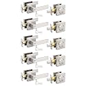Tinewa 5 Pack Brushed Nickel Keyed Alike Front/Exterior Door Levers with Single Cylinder Deadbolt, Square Entry Door Knob Lock Sets with Deadbolt Combination Sets, for Entrance/Front and Office Doors