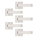 Tinewa 5 Pack Dummy Door Handles Brushed Nickel for Left Hand and Right Hand, Mordern Square Closet Hallway Door Knobs, Non-Turning Single Side Pull