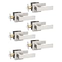 Tinewa 6 Pack Brushed Nickel Passage Door Levers Interior Door Handles, Heavy Duty Closet Hallway Door Handle Sets