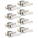 Tinewa 8 Pack Brushed Nickel Passage Door Levers Interior Door Handles, Heavy Duty Closet Hallway Door Handle Sets