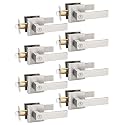 Tinewa 8 Pack Privacy Square Brushed Nickel Door Handles Interior, Keyless Door Knobs for Bedroom/Bathroom, Reversible for Left Right Handed Doors