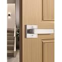Tinewa Dummy Door Handle Brushed Nickel for Left Hand and Right Hand, Mordern Square Closet Hallway Door Knob, Non-Turning Single Side Pull, 1 Pack