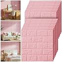 Tinlade 45 Pcs 3D Wall Panels Peel and Stick Wallpaper Foam, Elegant Pink