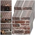 Tinlade 45 Pcs 3D Wall Panels Peel and Stick Wallpaper Foam, Red Brick