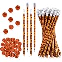 Tinlade 72 Pcs Basketball Pencils and Erasers Fun Wooden Pencils for Kids Boys Sports Themed Stuff Birthday Party Favors Gifts Goodie Bags Students Stationery School Office Supplies Teacher Prizes