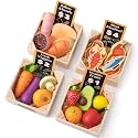 Tiny Land 43 Pieces Wooden Play Food Sets for Kids Kitchen