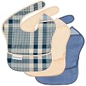 Tiny Twinkle Mess-Proof Baby Bibs for Eating | Waterproof, Wipeable Toddler Bibs with Catch-All Pocket | Feeding Bibs for Girls & Boys(3 Pack,Gingham,Grid)