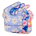 Tiny Twinkle Mess-Proof Baby Bibs for Eating | Waterproof, Wipeable Toddler Bibs with Catch-All Pocket | Feeding Bibs for Girls &amp; Boys (3 Pack, Daisies, Blue Floral, Playful)