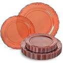 Tinybee 60PCS Amber Plastic Plates - Clear Brown Plastic Plates Disposable