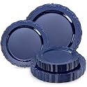 Tinybee 60PCS Blue Plastic Plates - Heavy Duty Blue Disposable Plates