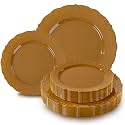 Tinybee 60PCS Brown Plastic Plates - Heavy Duty Brown Disposable Plates