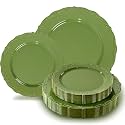 Tinybee 60PCS Green Plastic Plates - Heavy Duty Green Disposable Plates