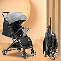 Tinyberg Baby Stroller for 0-5 Years, Pram Featherlite Lightweight, Cabin-Friendly, Portable Stroller for Travel, One-Hand Fold, 5-Point Safety Harness, Shock Absorbers, Multi Recline, Up to 25Kg (Grey)