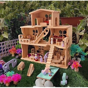 wooden big dollhouse castle large with furniture playset perfect birthday christmas gift for girls and boy 3 story castle canadian pine export