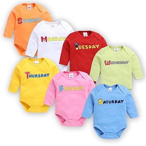 TINYO Boys Letter Print Regular Fit Bodysuit