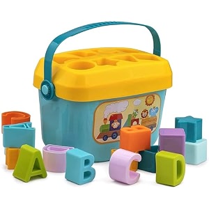 educational shape sorter blocks for toddlers  16 colorful abcd amp geometric shapes  baby39s first blocks for boys amp girls aged 6 months to 2 years  early learning toy multicolor