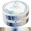 Tinyspool &amp; Co.'s Twirlie Roll 40 Precut Quilting Fabric Strips for Quilting Supplies, Crafting, and Sewing, Soft Cotton Strip for Blanket, Rug, Upholstery, Home Decor, and Purse Making, Tidepool
