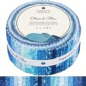 Tinyspool &amp; Co.'s Twirlie Roll 40 Precut Quilting Fabric Strips for Quilting Supplies, Crafting, and Sewing, Soft Cotton Strip for Blanket, Rug, Upholstery, Home Decor, and Purse Making, Eternal Bleu