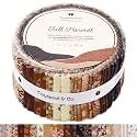Tinyspool &amp; Co.'s Twirlie Roll 40 Precut Quilting Fabric Strips for Quilting Supplies, Crafting, and Sewing, Soft Cotton Strip for Blanket, Rug, Upholstery, Home Decor, and Purse Making, Fall Harvest
