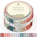 Tinyspool &amp; Co.'s Twirlie Roll 40 Precut Quilting Fabric Strips for Quilting Supplies, Crafting, Sewing, Soft Cotton Strip for Blanket, Rug, Upholstery, Home Decor, and Purse Making, Waterlily Pond