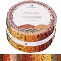 Tinyspool &amp; Co.'s Twirlie Roll 40 Precut Quilting Fabric Strips for Quilting Supplies, Crafting, and Sewing, Soft Cotton Strip for Blanket, Rug, Upholstery, Home Decor, and Purse Making, Fall is Here