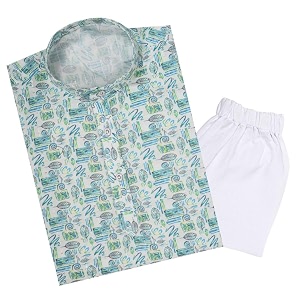 tinysteps traditional ethnic wear boys rayon printed kurta with sequin embroidery and white cotton pajama
