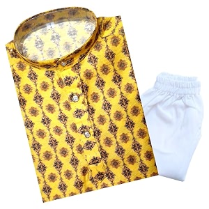 tinysteps traditional ethnic wear boys rayon printed kurta with sequin embroidery and white cotton pajama