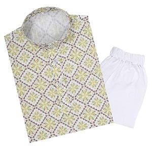 tinysteps traditional ethnic wear boys rayon printed kurta with sequin embroidery and white cotton pajama