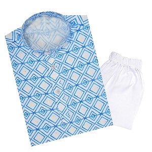 tinysteps traditional ethnic wear boys rayon printed kurta with sequin embroidery and white cotton pajama