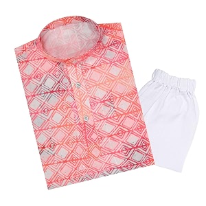 tinysteps traditional ethnic wear boys rayon printed kurta with sequin embroidery and white cotton pajama