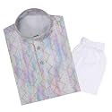 TinySteps Traditional Ethnic Wear Boys Rayon Printed Kurta with Sequin Embroidery and White Cotton Pajama
