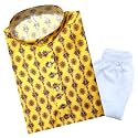 TinySteps Traditional Ethnic Wear Boys Rayon Printed Kurta With Sequin Embroidery and White Cotton Pajama