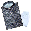 TinySteps Traditional Ethnic Wear Boys Rayon Printed Kurta With Sequin Embroidery and White Cotton Pajama