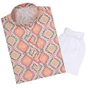 TinySteps Traditional Ethnic Wear Boys Rayon Printed Kurta with Sequin Embroidery and White Cotton Pajama