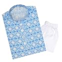 TinySteps Traditional Ethnic Wear Boys Rayon Printed Kurta with Sequin Embroidery and White Cotton Pajama