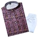 TinySteps Traditional Ethnic Wear Boys Rayon Printed Kurta With Sequin Embroidery and White Cotton Pajama