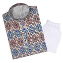 TinySteps Traditional Ethnic Wear Boys Rayon Printed Kurta with Sequin Embroidery and White Cotton Pajama