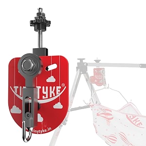 tinytyke automation kit cradle not included - automatic jhula for kids 0-3 years - portable with red and white cloth - automatic cradle kit fits square round wooden frames - up to 20kg