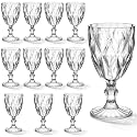 Tioncy 12 Pcs Plastic Wine Glasses Goblets 11 oz Reusable, Clear