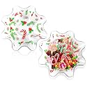 Tioncy 2 Pcs Christmas Plastic Dish Candy Cane and Holly Leaves Print