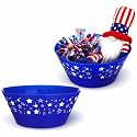 Tioncy 2 Pcs Patriotic Stars Plastic Bowl 4th of July Serving Bowls 10.2 Inches Independence Day Deep Blue Dessert Large Bowls Snack Fruit Candy Holder for Party Supplies Table Decor