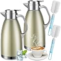 Tioncy 2 Pcs Thermal Coffee 78oz Insulated Carafe Hot Water Dispenser Stainless Steel Carafe for Liquid Coffee Tea Milk with 2 Brushes Keep 12 Hours Hot 24 Hours Cold(Gold)